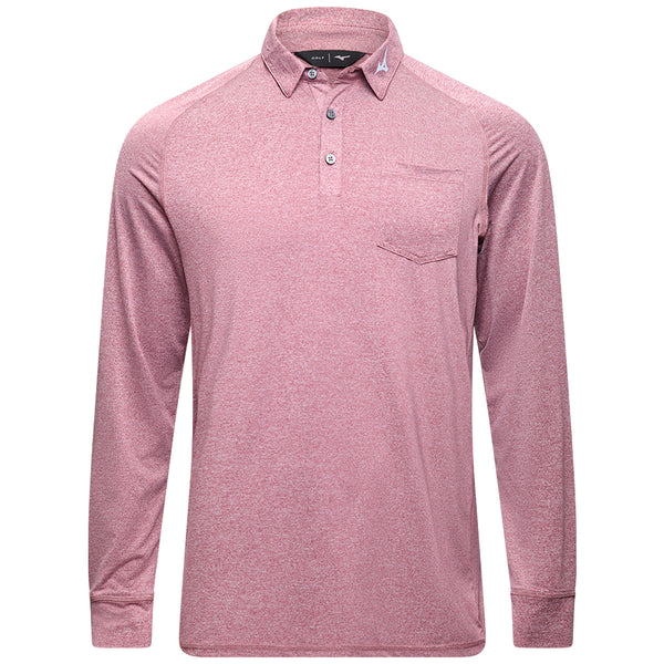 Mizuno Melange Longsleeve Polo Shirt - Burgundy