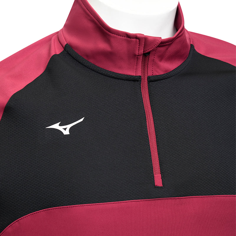 Mizuno Contrast 1/4 Zip Pullover - Burgundy