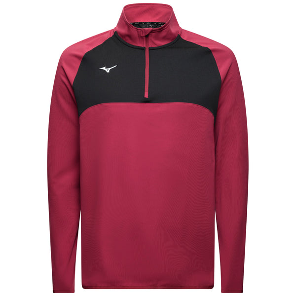 Mizuno Contrast 1/4 Zip Pullover - Burgundy