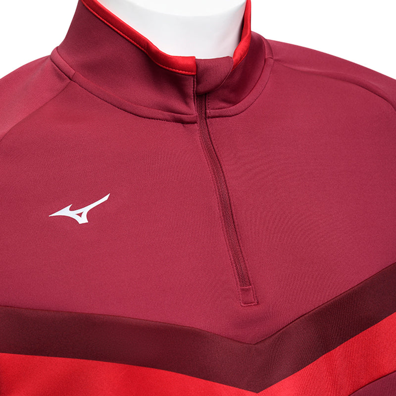 Mizuno V Stripe 1/4 Zip Pullover - Burgundy