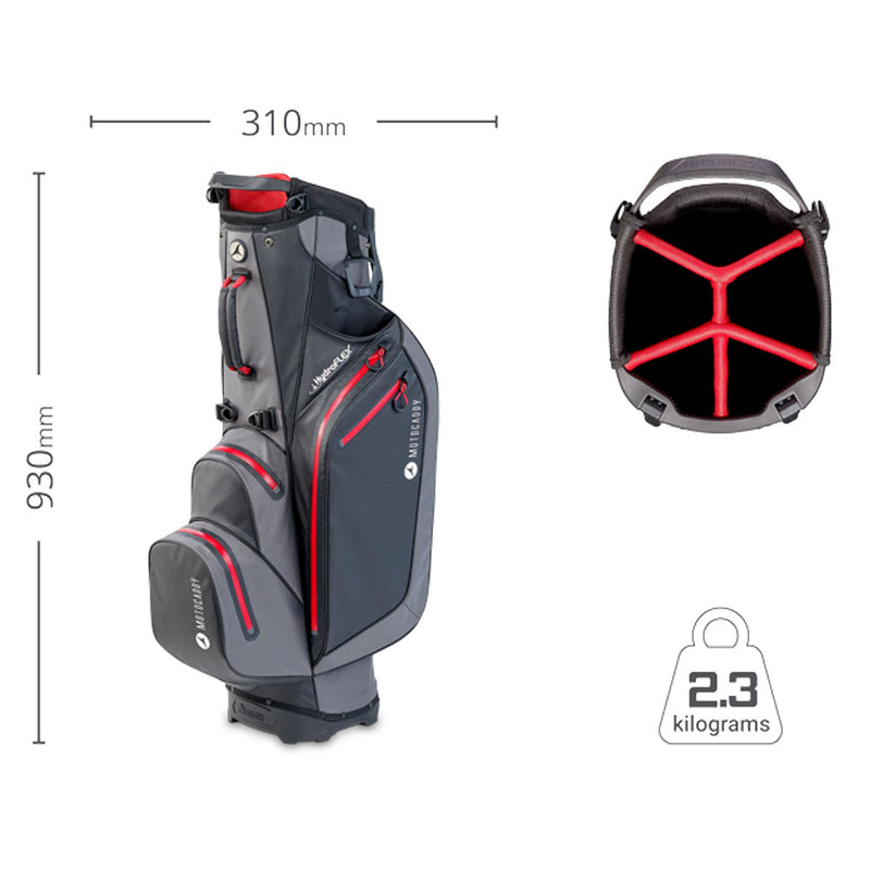 Motocaddy Hydroflex Waterproof Stand Bag - Charcoal/Red