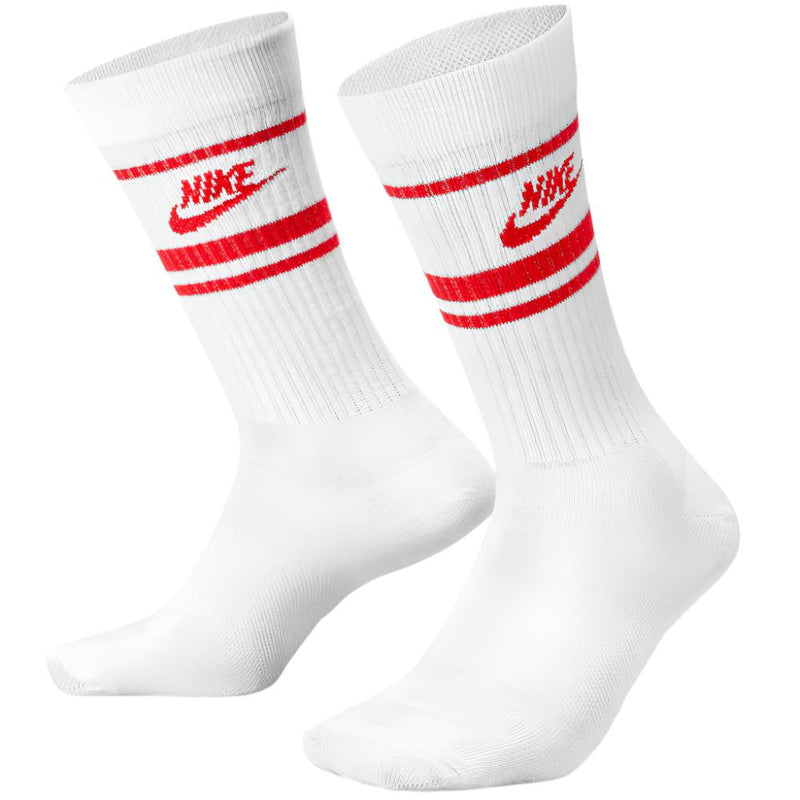 Nike Dri-FIT Everyday Essential Crew Socks (3 Pairs) - White/University Red