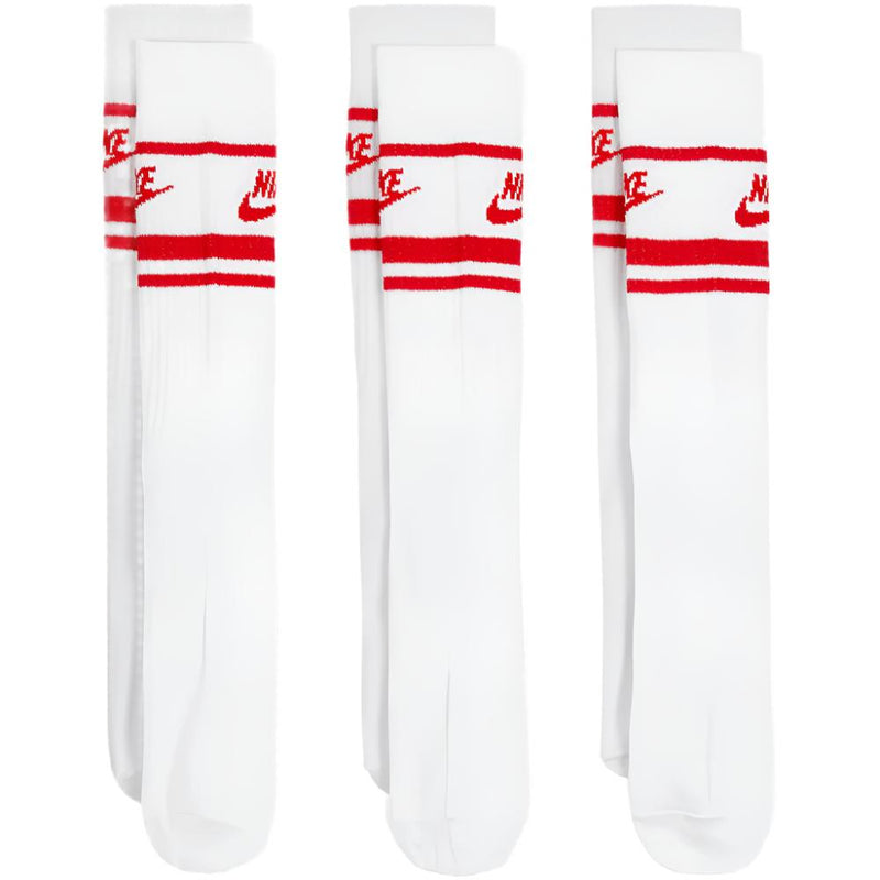 Nike Dri-FIT Everyday Essential Crew Socks (3 Pairs) - White/University Red