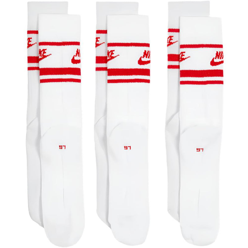 Nike Dri-FIT Everyday Essential Crew Socks (3 Pairs) - White/University Red