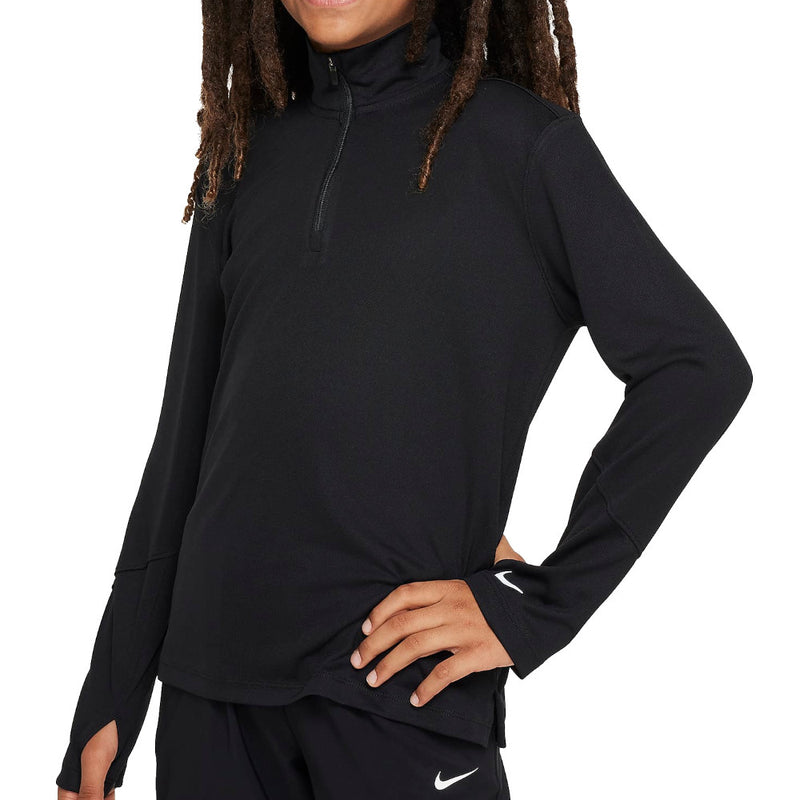 Nike Dri-FIT Junior UV Long-Sleeve 1/2-Zip Top - Black/Reflective Silver