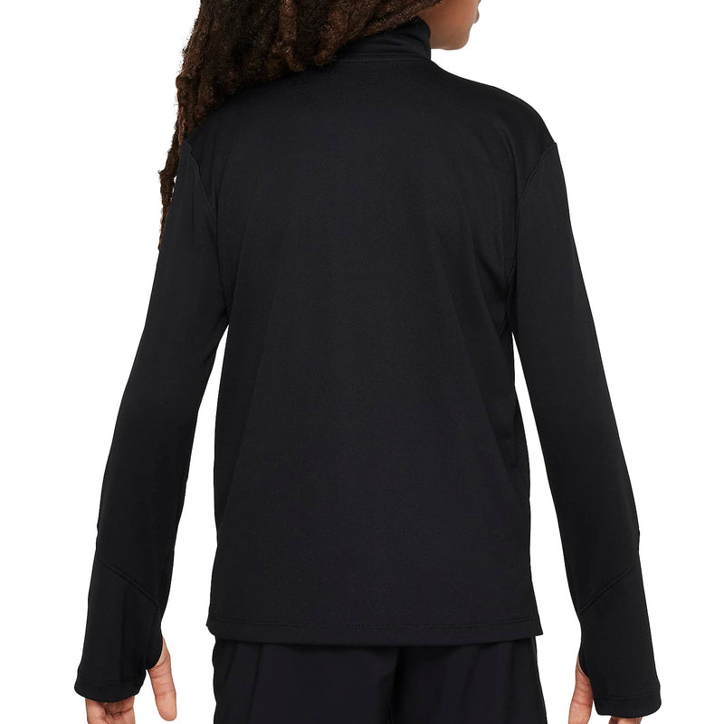 Nike Dri-FIT Junior UV Long-Sleeve 1/2-Zip Top - Black/Reflective Silver