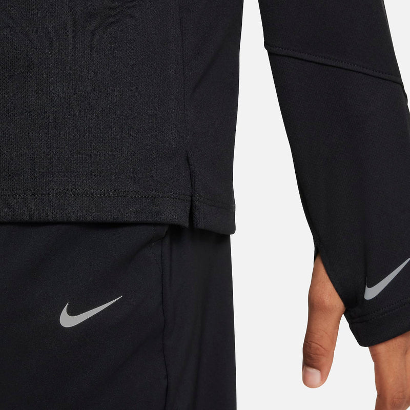 Nike Dri-FIT Junior UV Long-Sleeve 1/2-Zip Top - Black/Reflective Silver