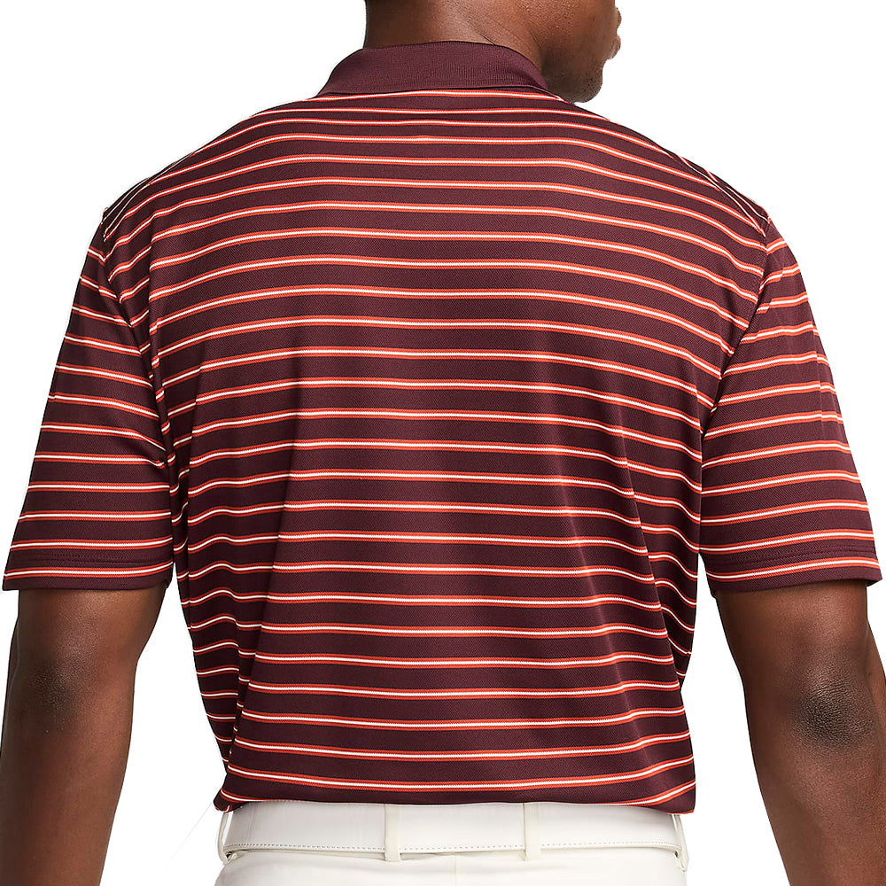 Nike Dri FIT Victory Striped Golf Polo Burgundy Crush Dragon Red Whi