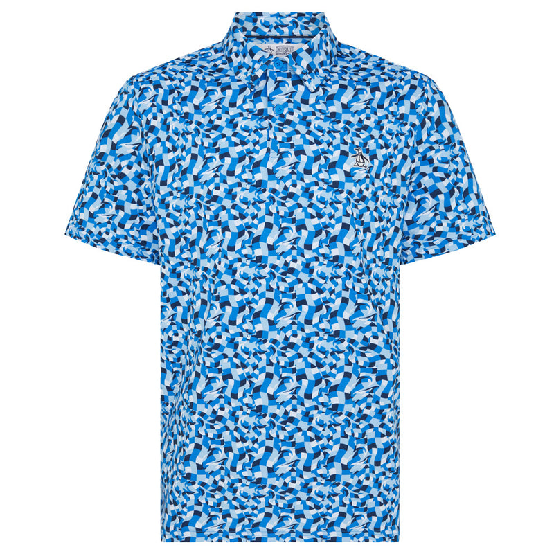 Original Penguin Underwater Mosaic Geo Polo Shirt - French Blue