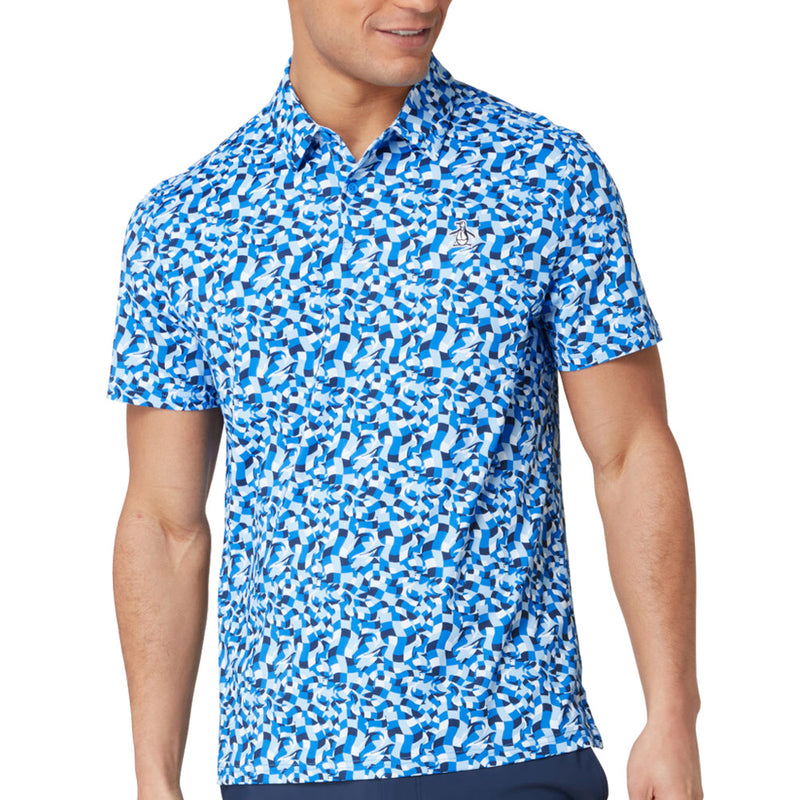 Original Penguin Underwater Mosaic Geo Polo Shirt - French Blue