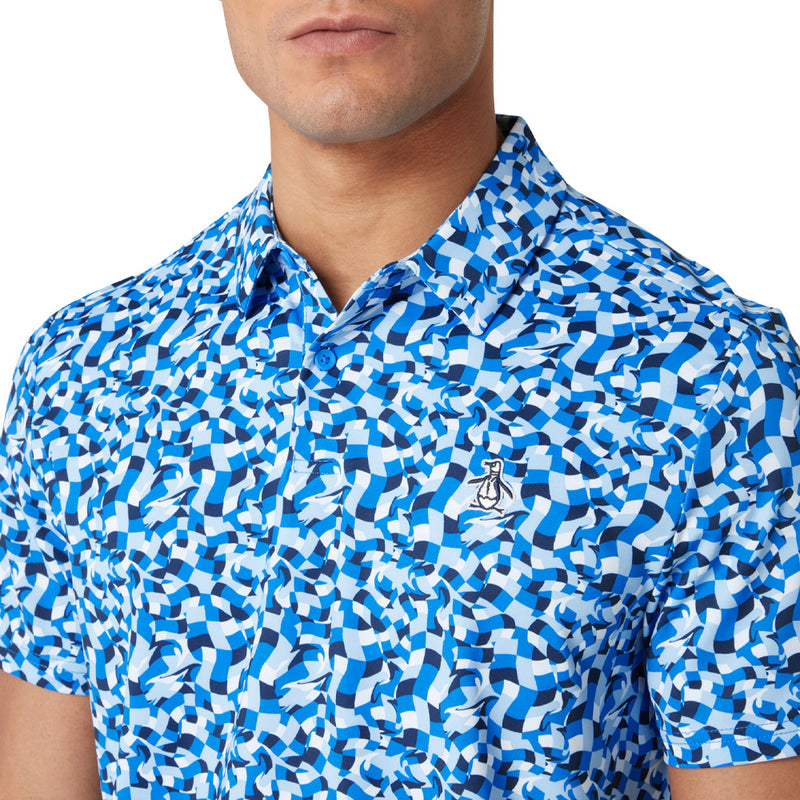 Original Penguin Underwater Mosaic Geo Polo Shirt - French Blue