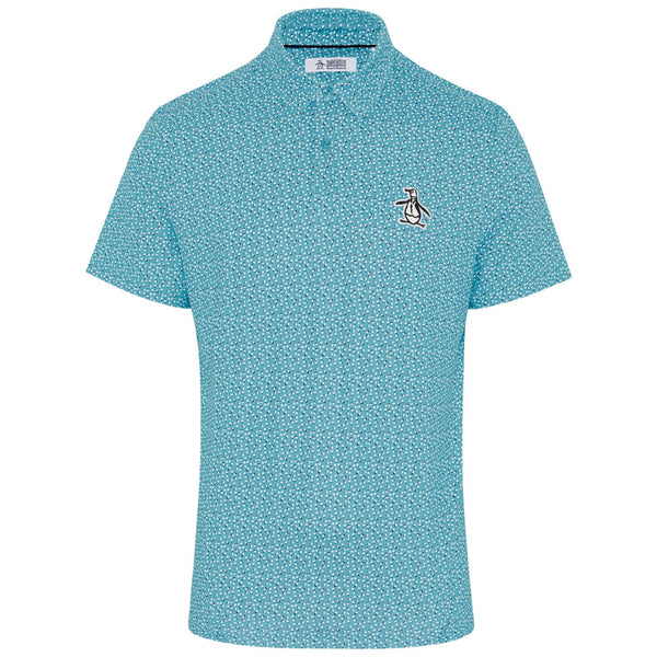 Original Penguin All Over Golf Ball Print Polo Shirt - Blue Atoll