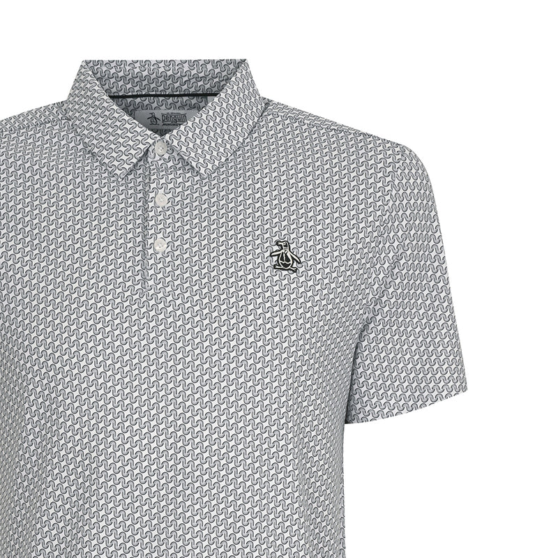 Original Penguin All Over Heritage Geo Print Polo Shirt - Quarry