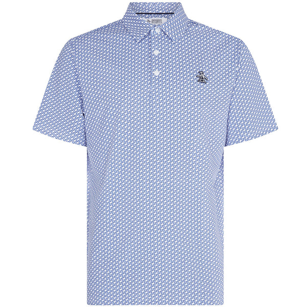 Original Penguin All Over Heritage Geo Print Polo Shirt - Amparo Blue