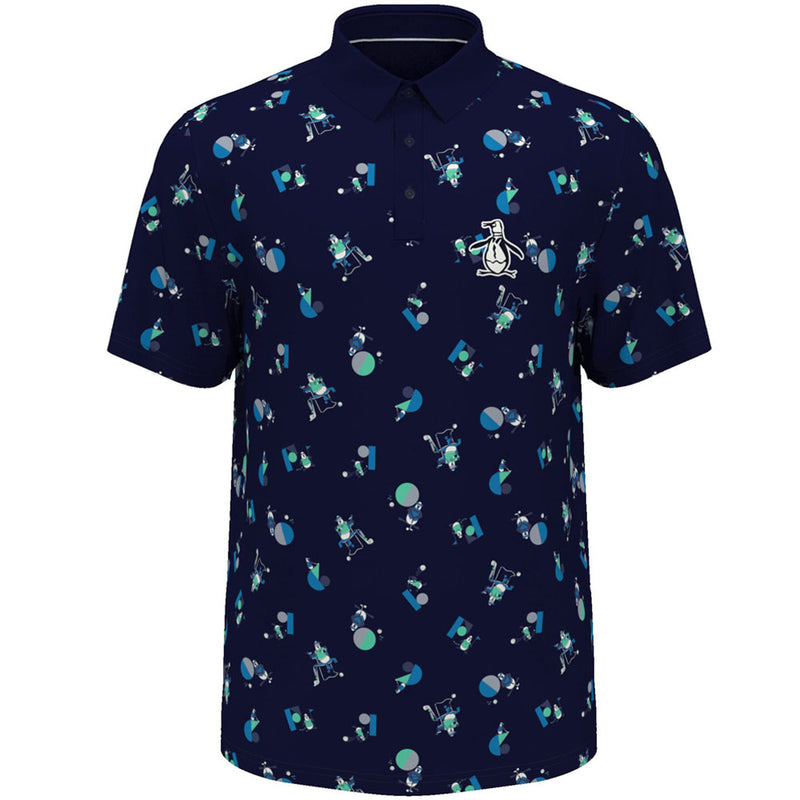 Original Penguin All Over Memphis Print Polo Shirt - Black Iris