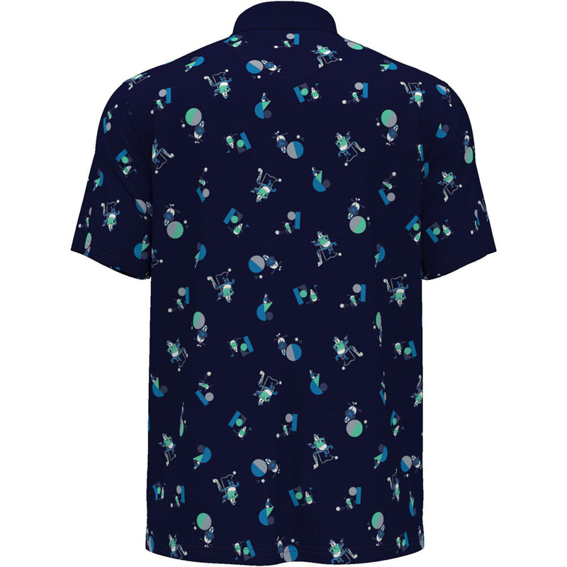 Original Penguin All Over Memphis Print Polo Shirt - Black Iris