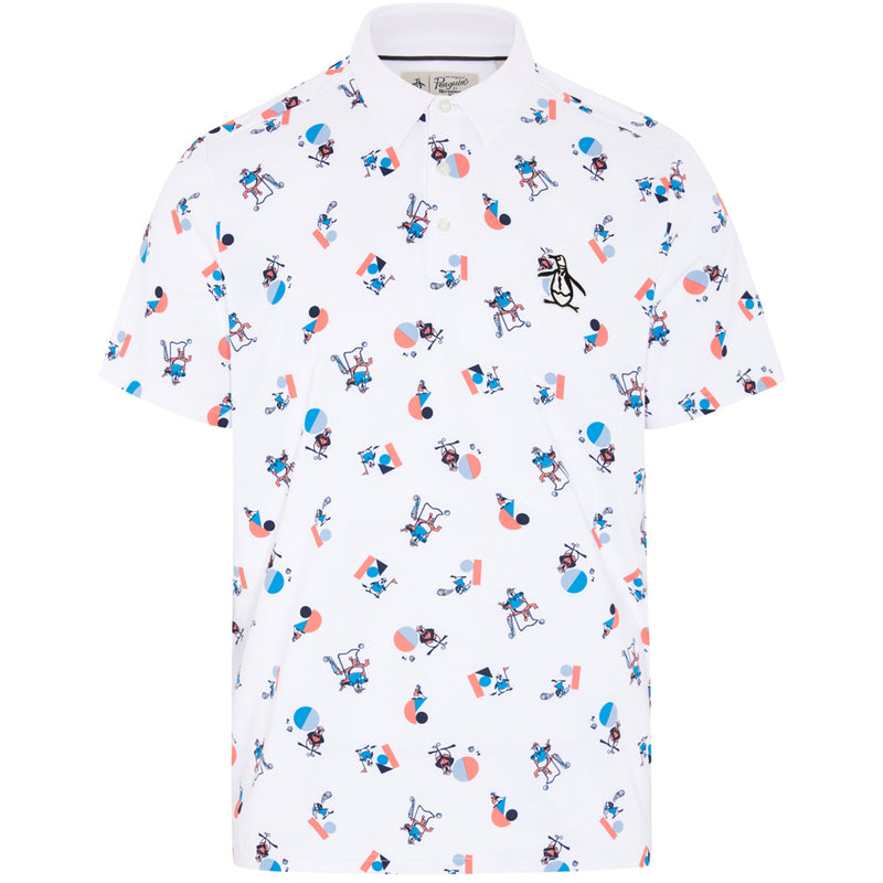 Original Penguin All Over Memphis Print Polo Shirt - Bright White