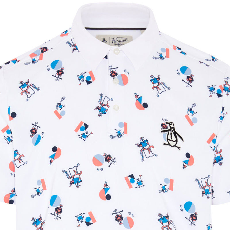 Original Penguin All Over Memphis Print Polo Shirt - Bright White