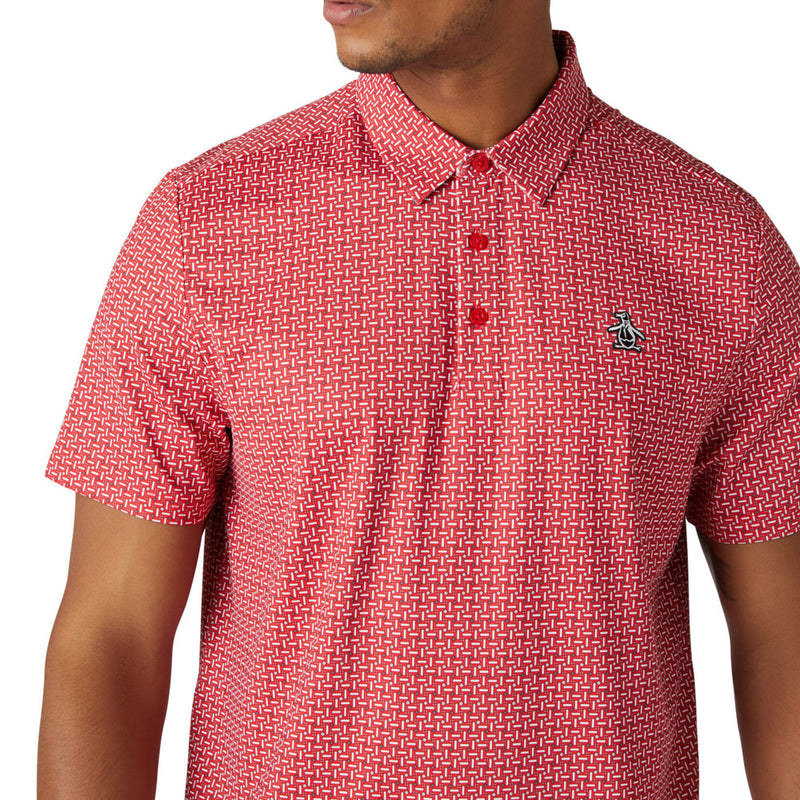 Original Penguin All Over Micro Pinball Flipper Polo Shirt - Poinsettia