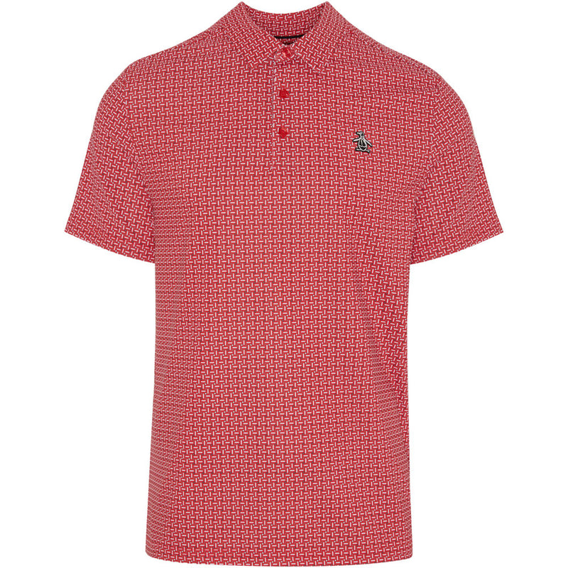 Original Penguin All Over Micro Pinball Flipper Polo Shirt - Poinsettia