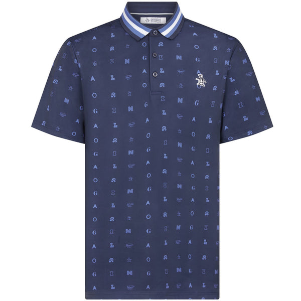 Original Penguin All Over Pete Print Polo Shirt - Black Iris