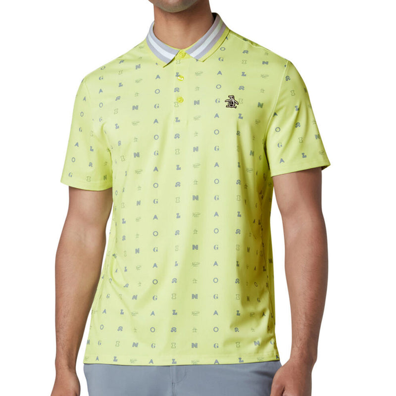 Original Penguin All Over Pete Print Polo Shirt - Shadow Lime