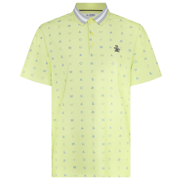 Original Penguin All Over Pete Print Polo Shirt - Shadow Lime