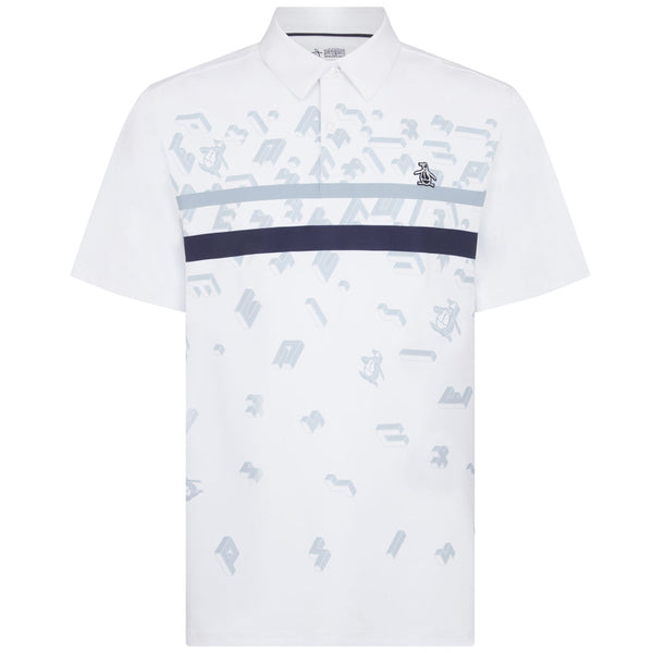 Original Penguin Got Game Stripe Print Polo Shirt - Bright White