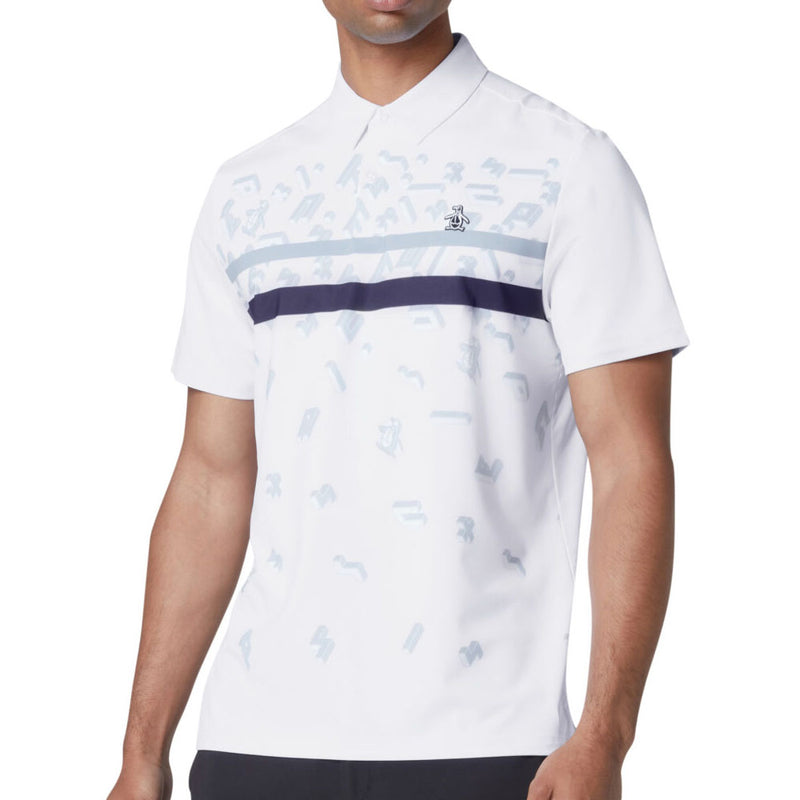 Original Penguin Got Game Stripe Print Polo Shirt - Bright White