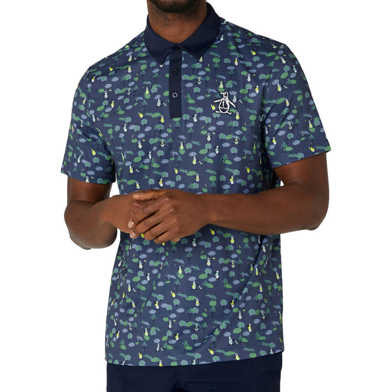 Original Penguin Pete On The Course Large Pete Logo Polo Shirt - Black Iris