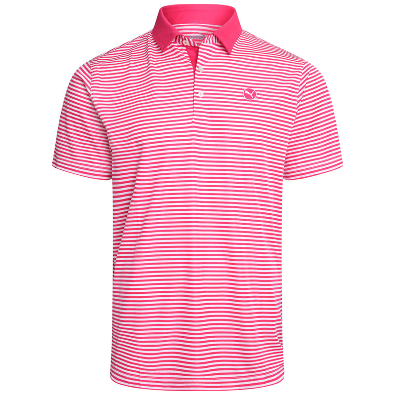 Puma Pure Stripe Polo Shirt - Aqua Blue/Garnet Rose