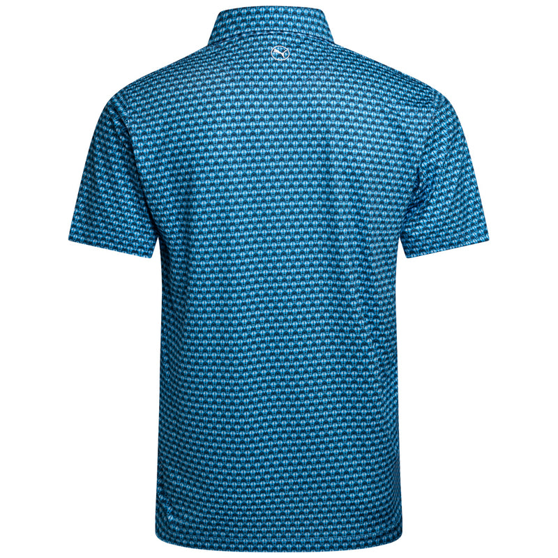 Puma MATTR Palm Deco Polo Shirt - Aqua Blue/Black