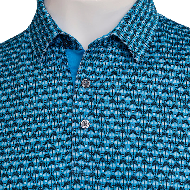 Puma MATTR Palm Deco Polo Shirt - Aqua Blue/Black