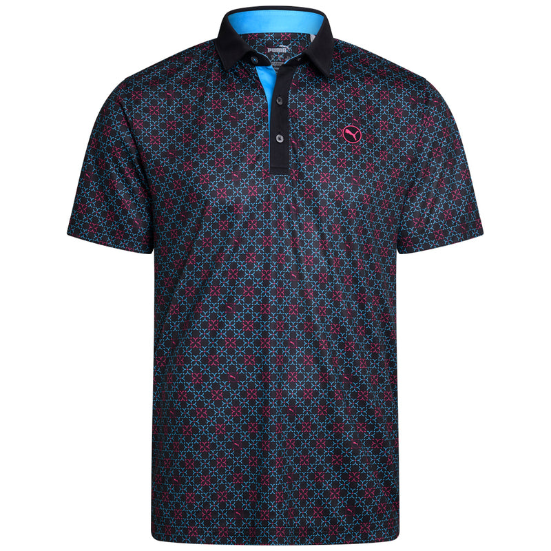 Puma Pure Monogram Polo Shirt - Black/Aqua Blue