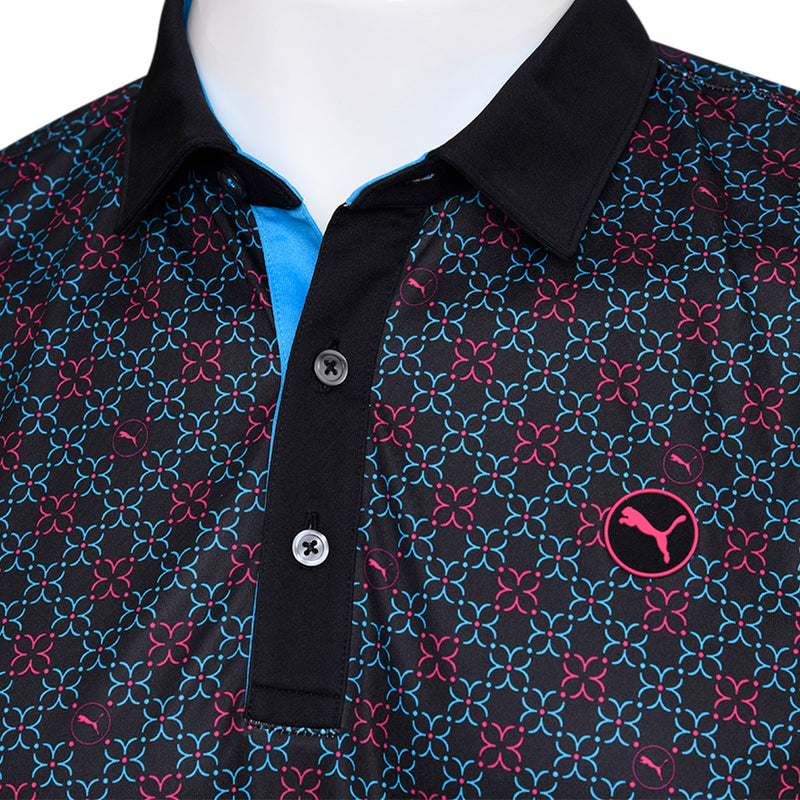 Puma Pure Monogram Polo Shirt - Black/Aqua Blue