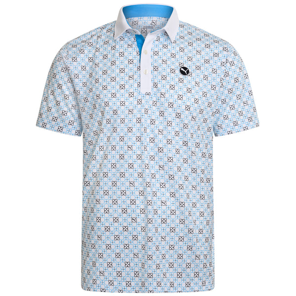 Puma Pure Monogram Polo Shirt - White Glow/Aqua Blue