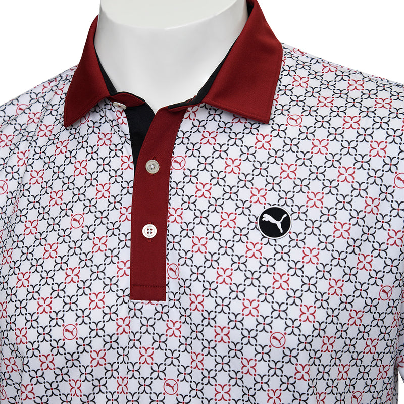 Puma Pure Monogram Polo Shirt - White Glow/Intense Red