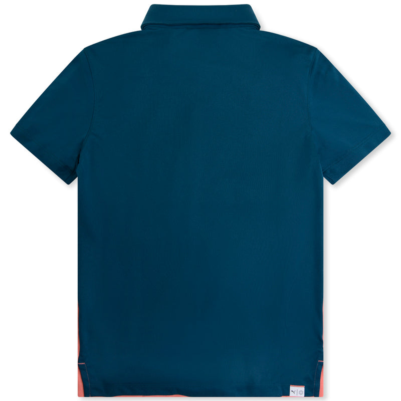 Puma Junior Colorblock Polo Shirt - Melon Punch/Ocean Tropic