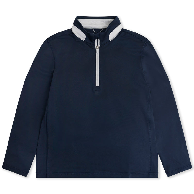 Puma Junior Lightweight 1/4 Zip Pullover - Deep Navy/Ash Gray