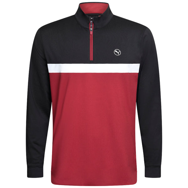 Puma Pure Colorblock 1/4 Zip Sweater - Puma Black/Intense Red