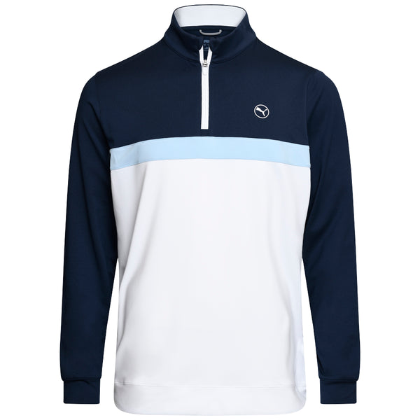 Puma Pure Colorblock 1/4 Zip Sweater - Deep Navy/White Glow