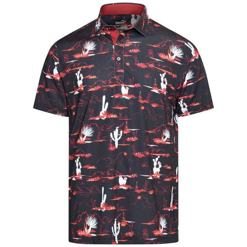 Puma MATTR Bushland Polo Shirt - Puma Black/Intense Red