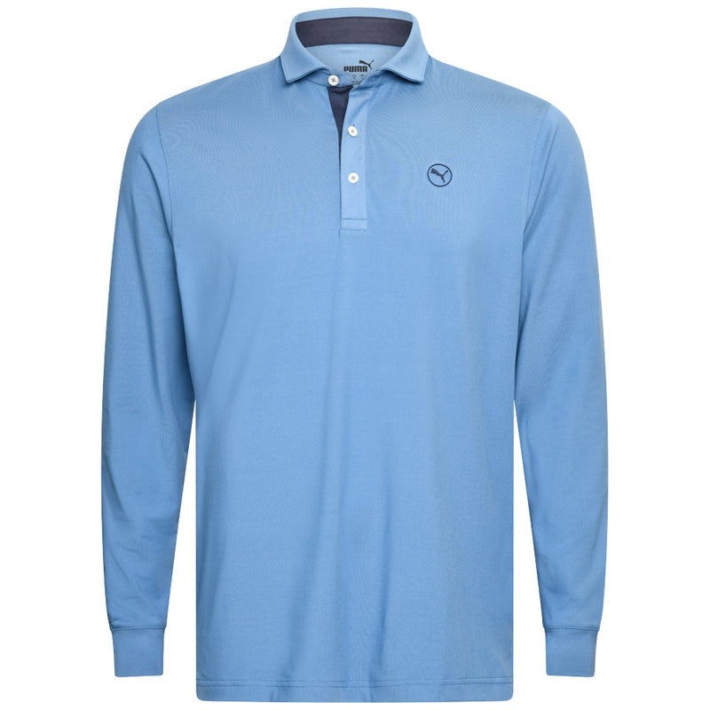 Puma Cloudspun Longsleeve Midweight Polo Shirt - Blue Horizon/Deep Navy