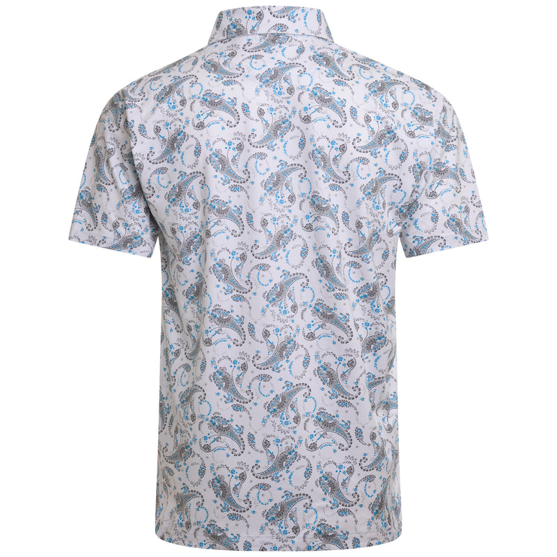 Puma Cloudspun Paisley Polo Shirt - White Glow/Zen Blue