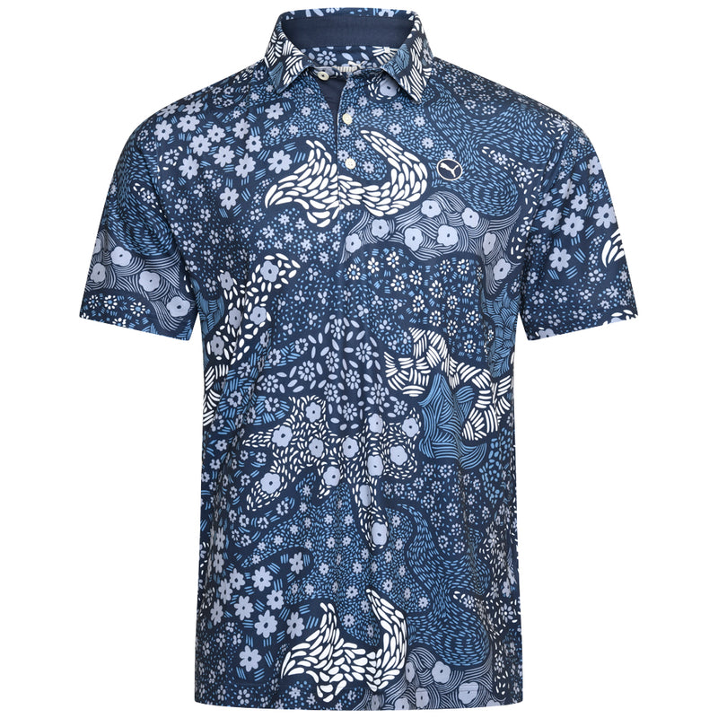 Puma Cloudspun Bloom Camo Polo Shirt - LC - Deep Navy