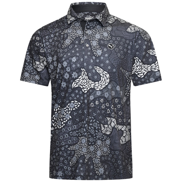 Puma Cloudspun Bloom Camo Polo Shirt - LC - Puma Black