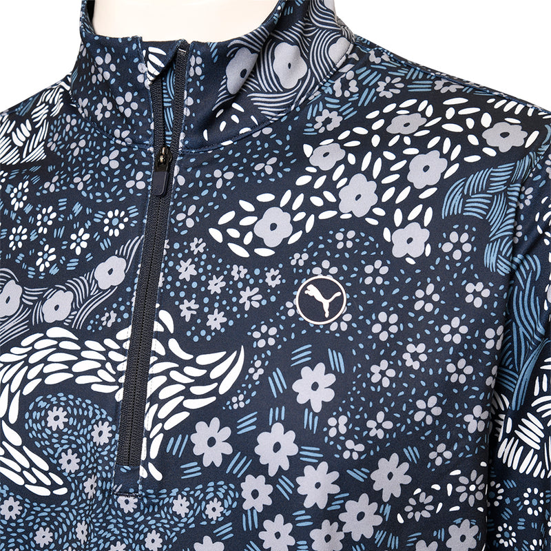 Puma Cloudspun Bloom Camo 1/4 Zip Sweater - Deep Navy/Filtered Ash