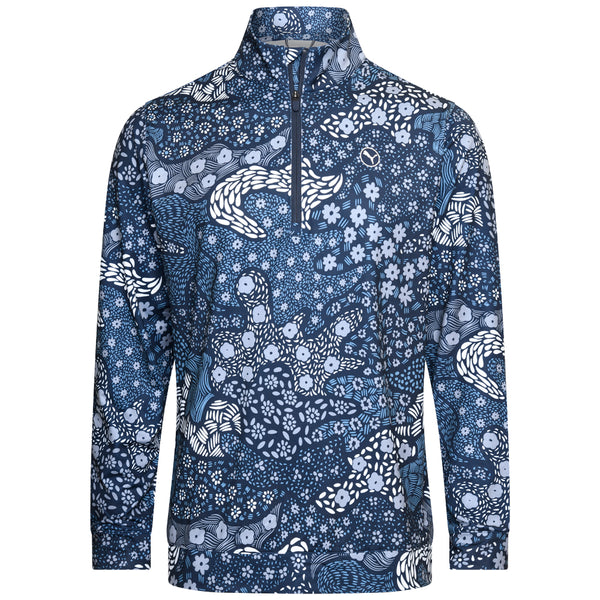 Puma Cloudspun Bloom Camo 1/4 Zip Sweater - Deep Navy/Filtered Ash