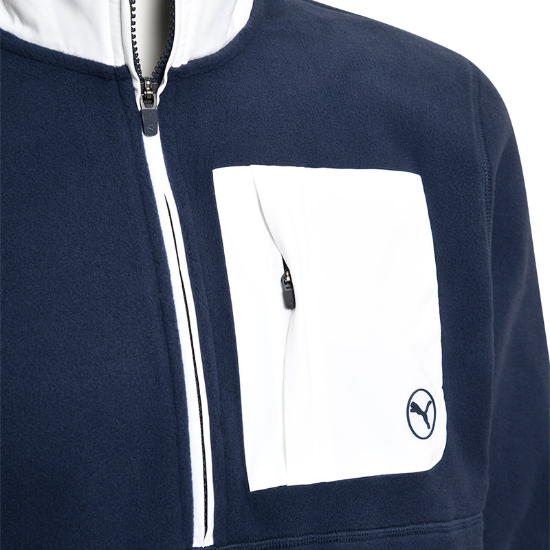 Puma Fleece 1/4 Zip Sweater - Deep Navy/White Glow