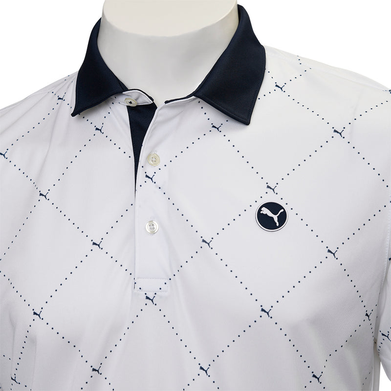 Puma Pure 2.0 Argyle Polo Shirt - White Glow/Deep Navy